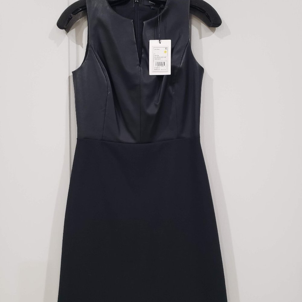 Brand New Theory  Alinea Leather top Sheath dress, Size 0!